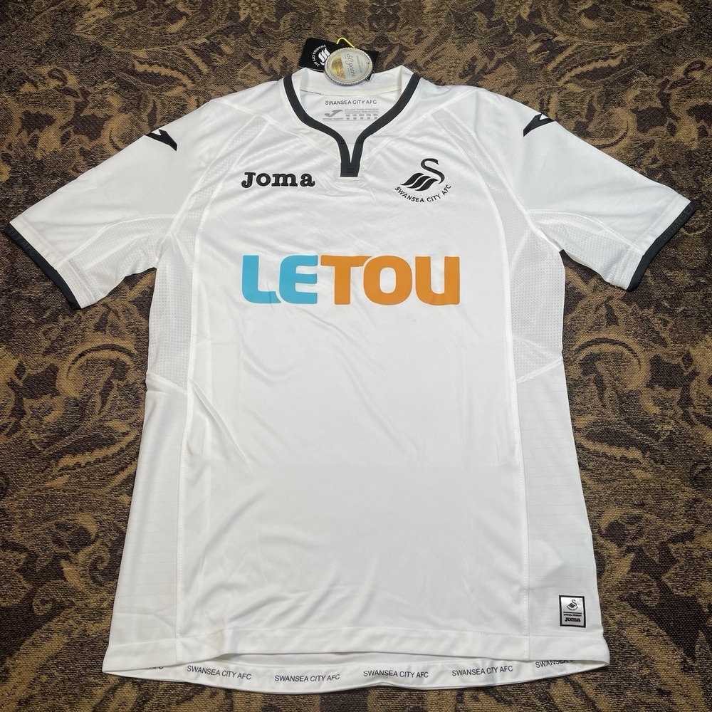 SWANSEA CITY JOMA 2017/2018 HOME KIT SOCCER JERSEY LETOU Mens Size Medium New